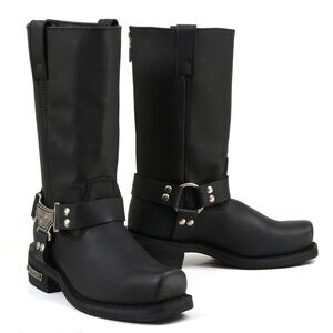 Milwaukee MB410 Men's Black Classic Harness Motorcycle Leather Biker Boots 12D